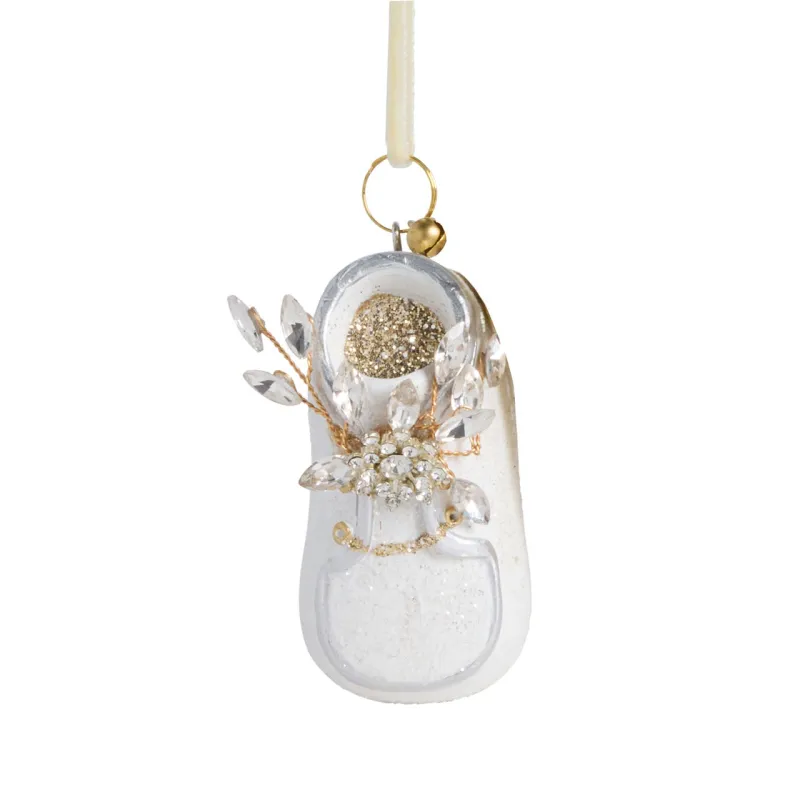 Glittered Baby Bootie Ornament