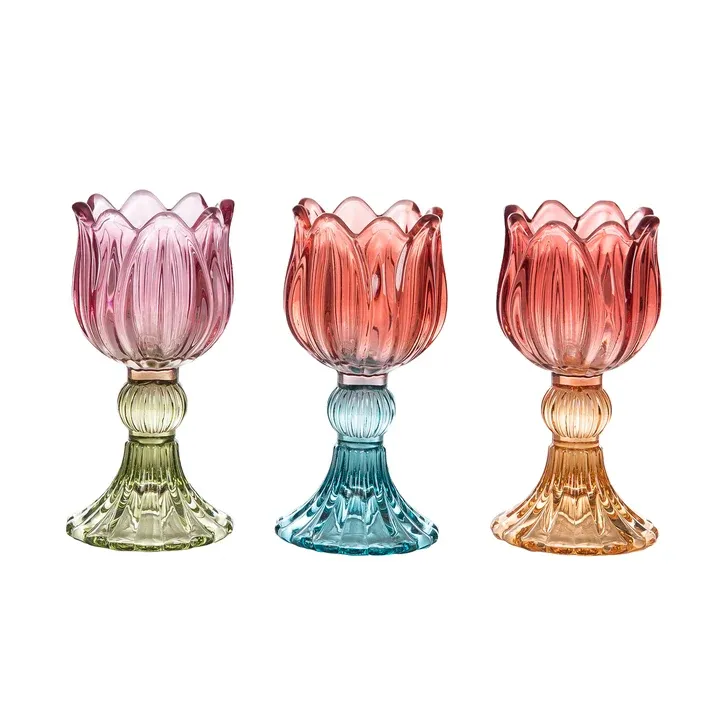 Glass Tulip Candle Holder