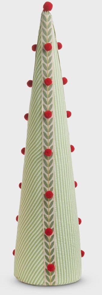 Large Green Candy Cane Striped Tree Cone