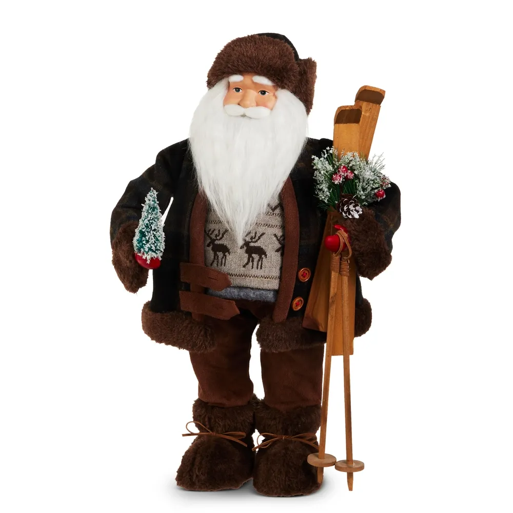 Alpine Skier Santa Figurine