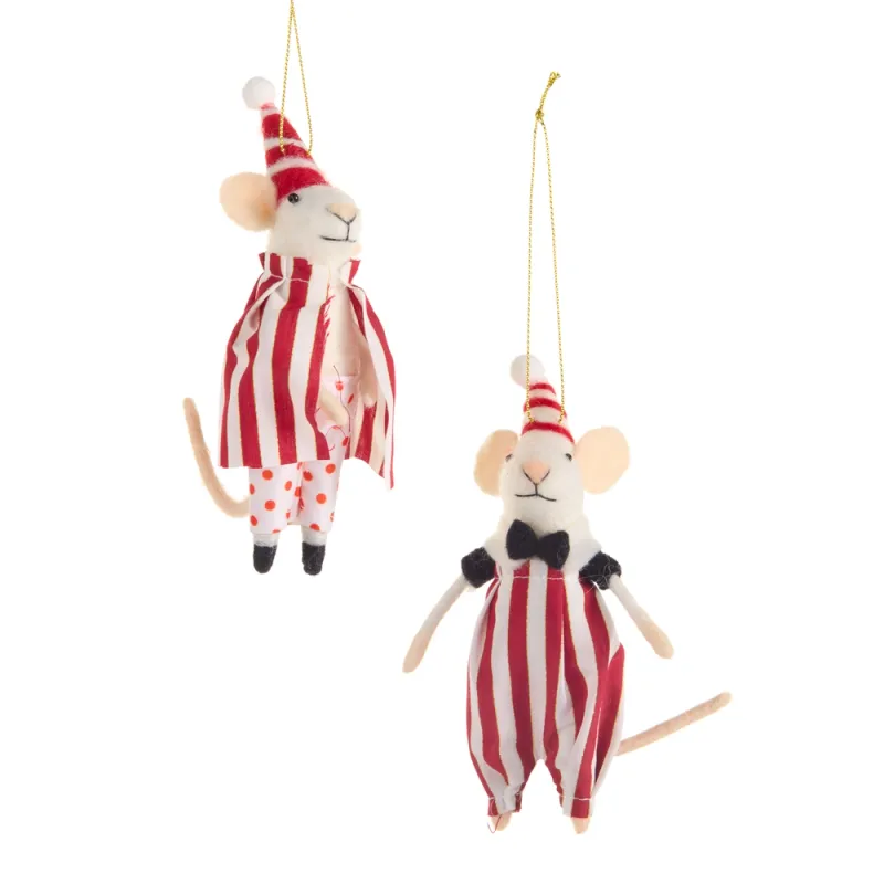 Striped Circus Mouse Ornament