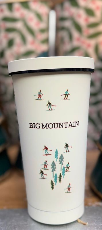 Skiers Ski Big Mountain Tumbler w/ Straw