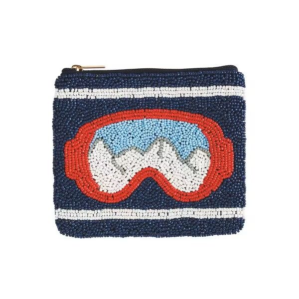 Ski Goggles Navy Blue Beaded Coin Purse