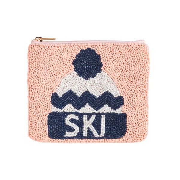 Ski Pink Beaded Coin Purse
