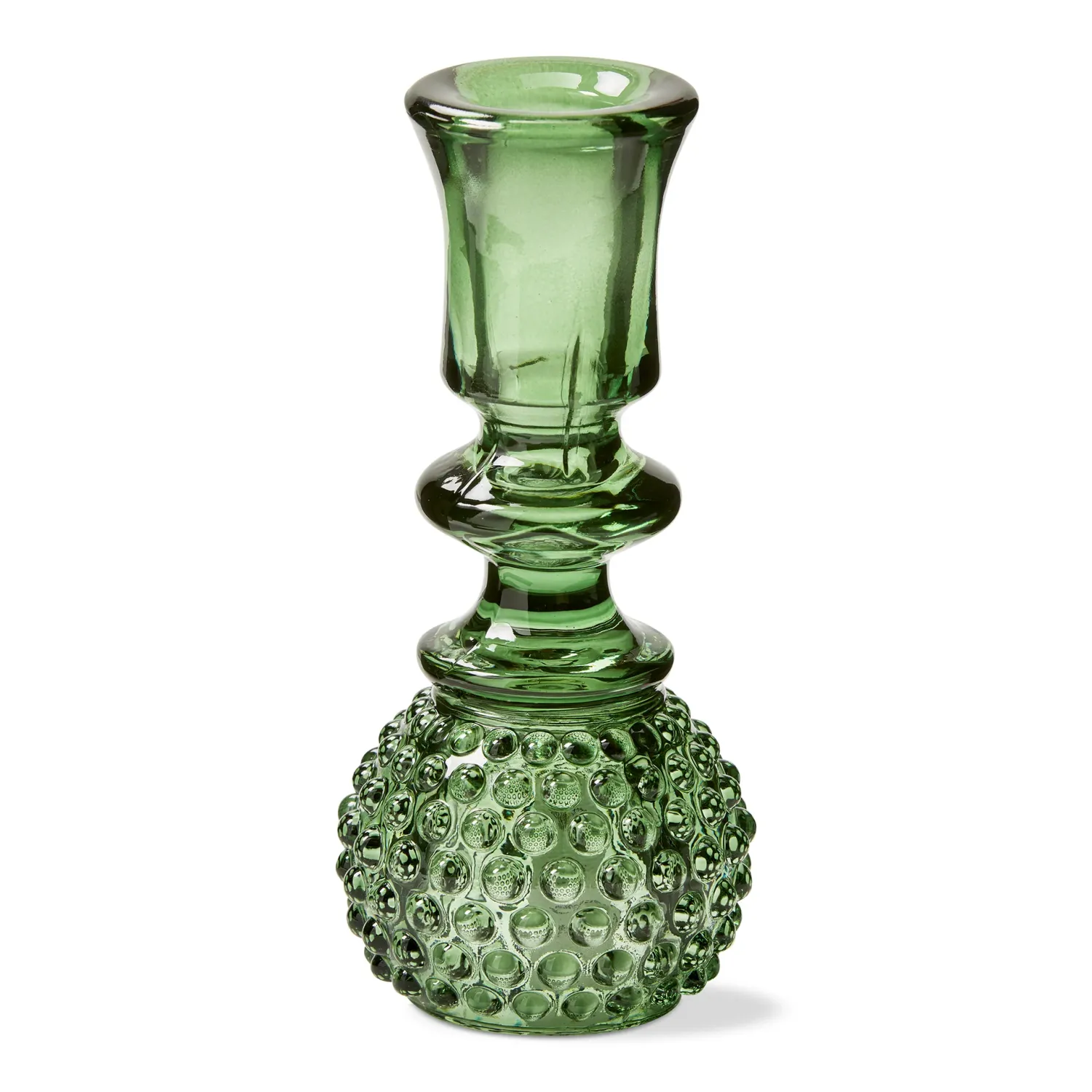 Green Hobnail Taper Candle Holder
