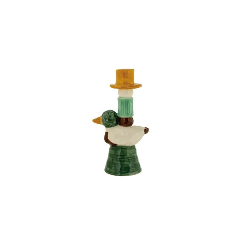 Stoneware Duck Taper Candle Holder