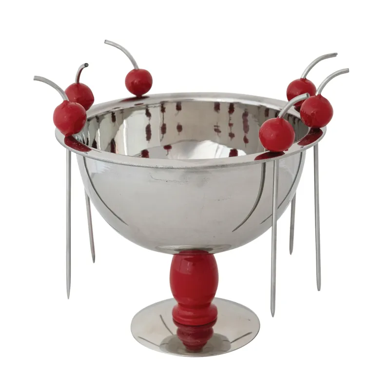 Enameled Appetizer Bowl with Cherry Picks