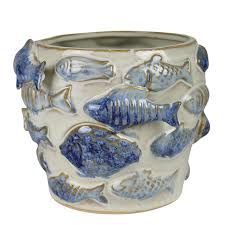 School of Fish Ceramic Pot