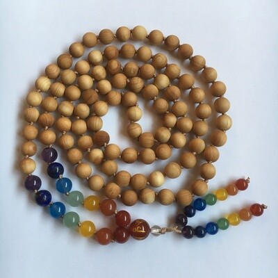 Cedarwood + 7 Chakra Beaded Mala Necklace