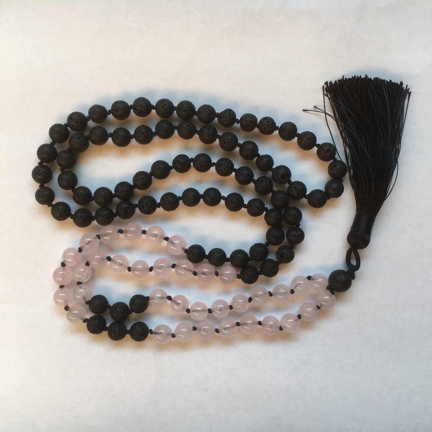 Lava + Rose Quartz Mala Necklace