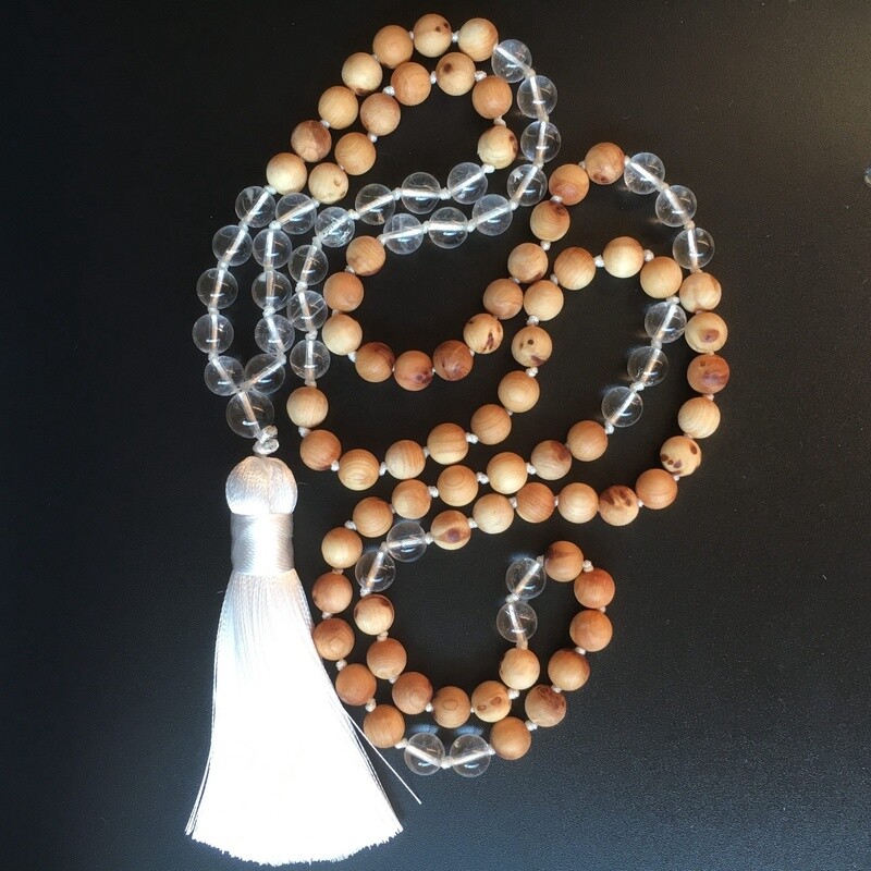 Cedarwood + Clear Quartz Mala