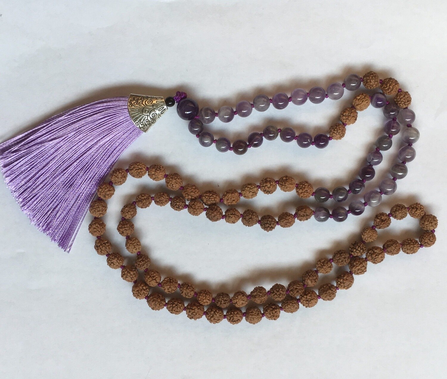 Amethyst Rudraksha Mala Necklace