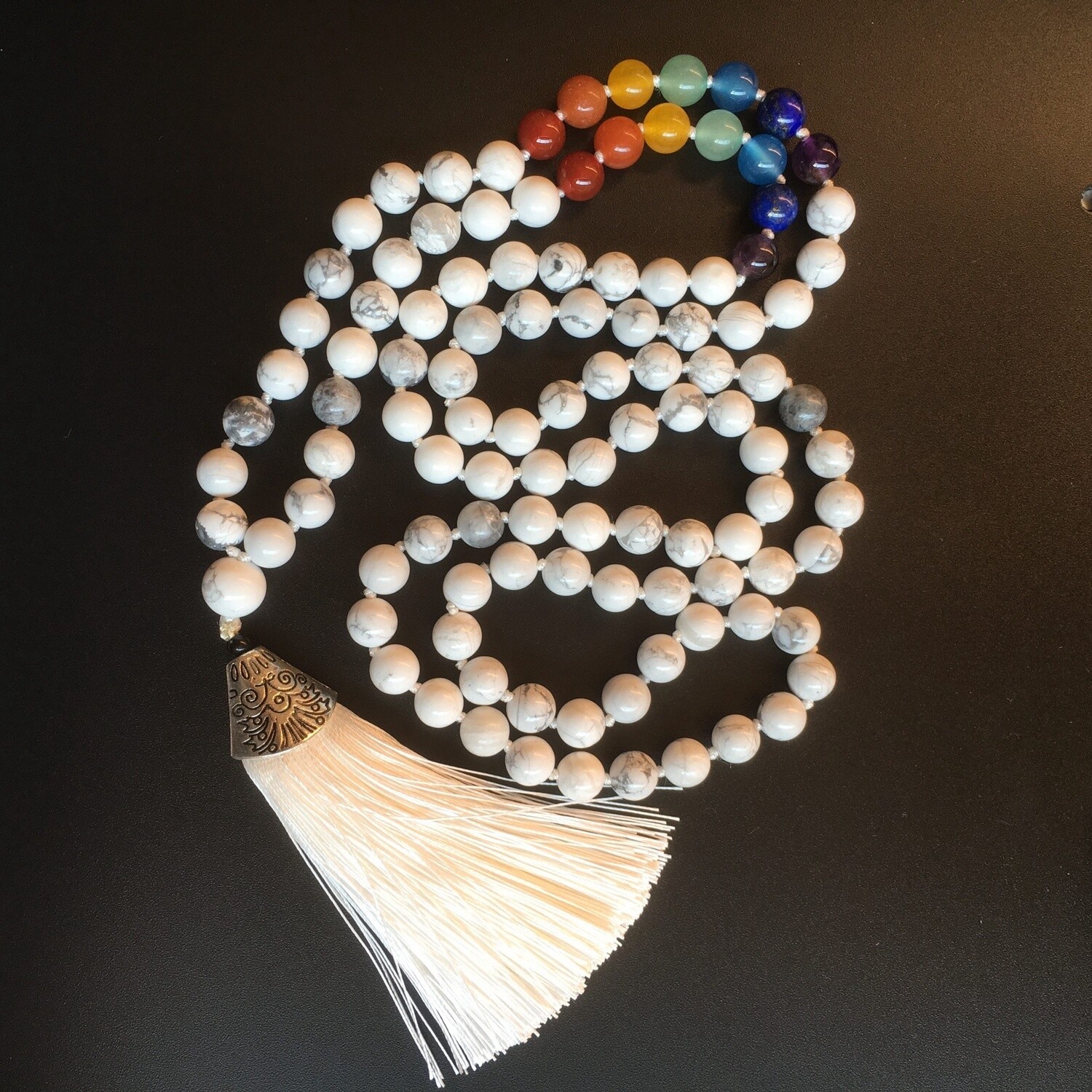 Howlite + 7 Chakra Mala Necklace