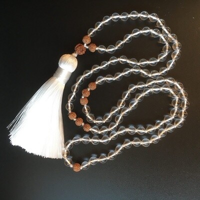 Clear Quartz + Rudraksha Mala