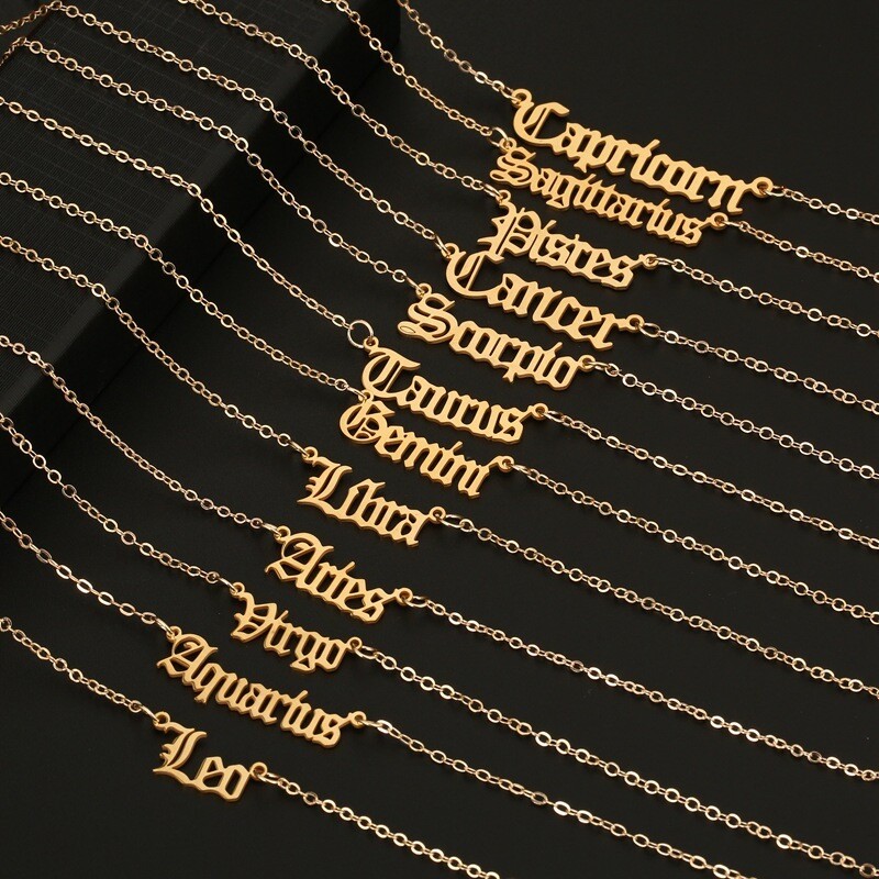 Zodiac Script Necklace