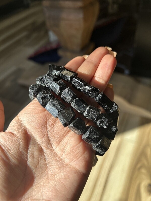 Black Tourmaline Rough Bracelet