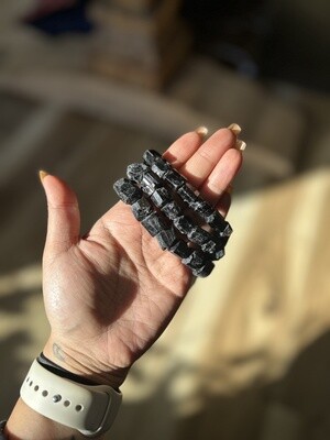 Black Tourmaline Rough Bracelet