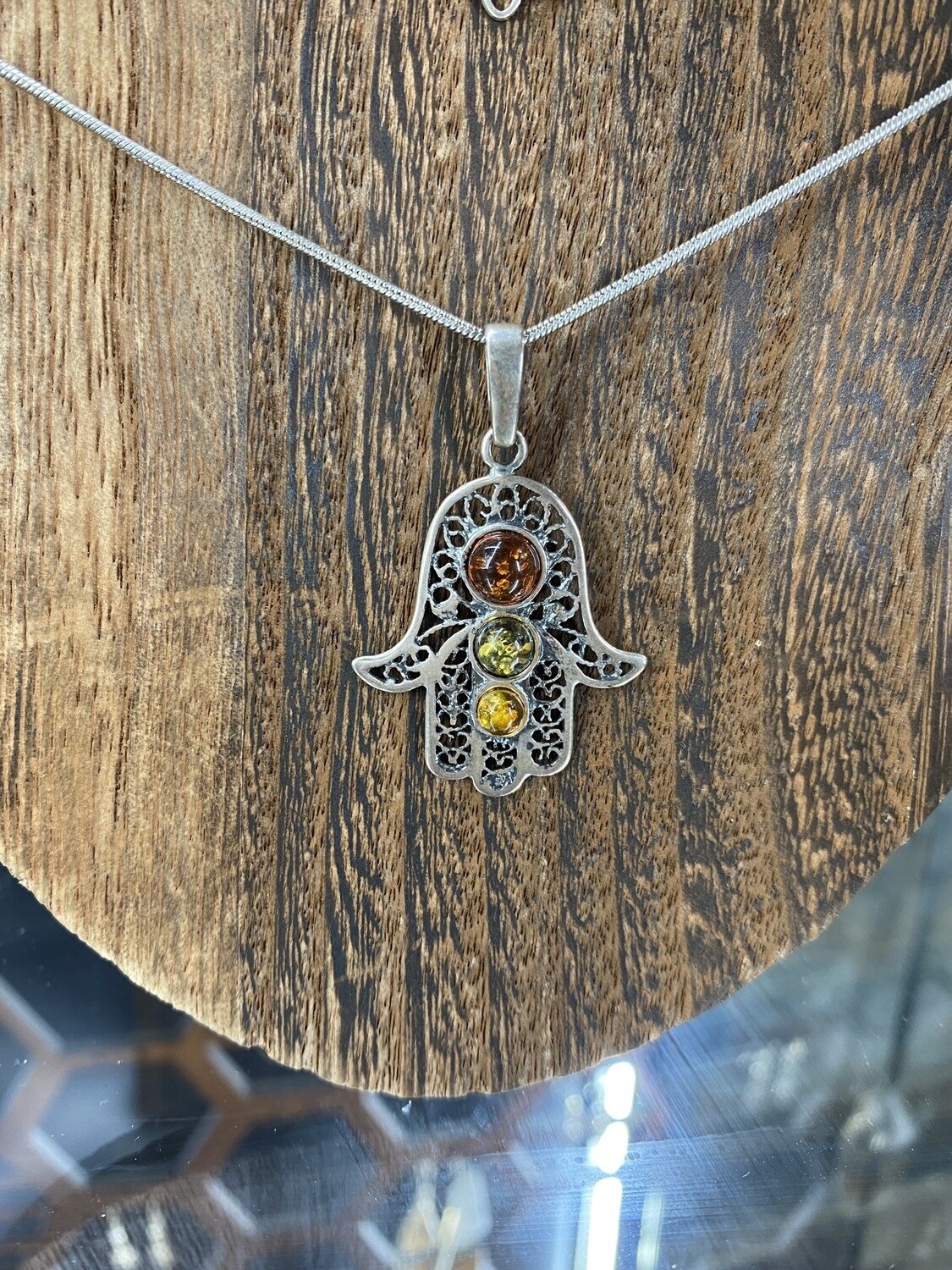 Amber Hamsa Necklace