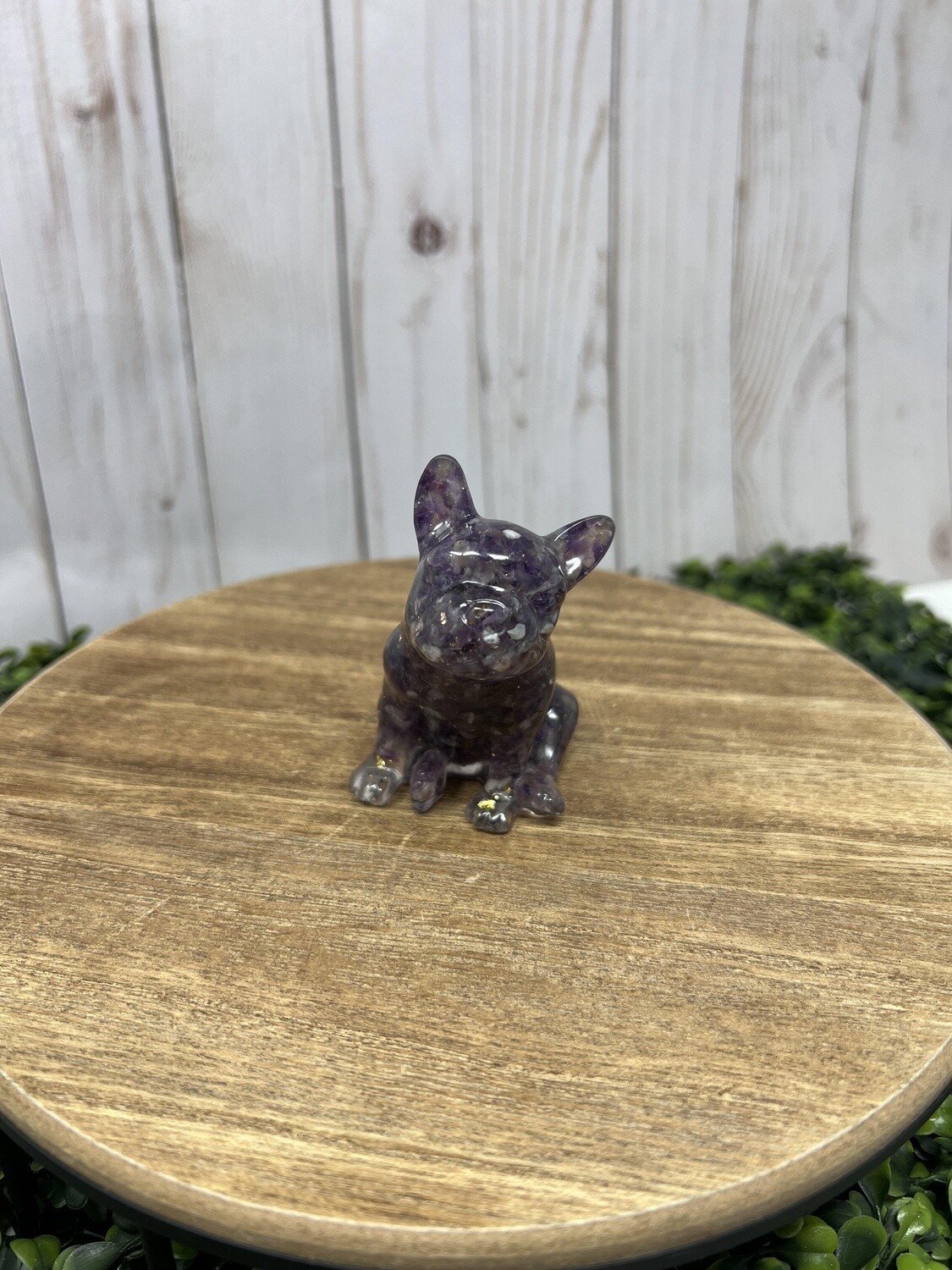 Crystal Resin Frenchie - Amethyst