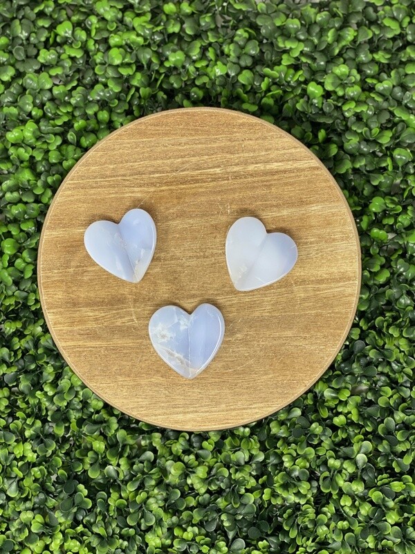 Blue Chalcedony Flying Heart 3&quot;