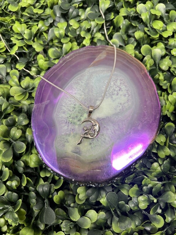 Fairy Sitting on Moon Pendant