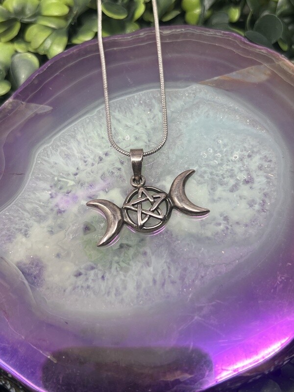 Sterling Silver Triple Moon Star Pendant