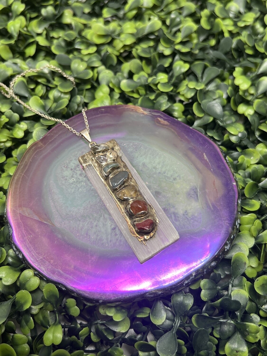 Selenite Slab Chakra Pendant