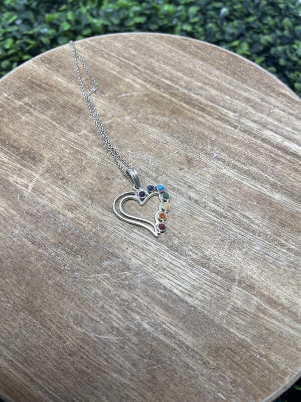 Chakra Silver Heart Necklace