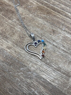 Chakra Silver Heart Necklace