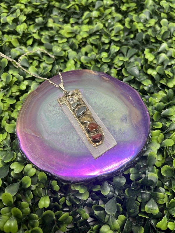 Selenite Slab Chakra Pendant