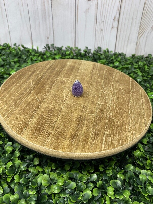 Charoite Tear Drop Ring