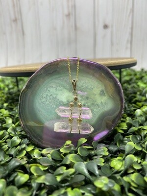 Clear Quartz Rough Twin Pendant