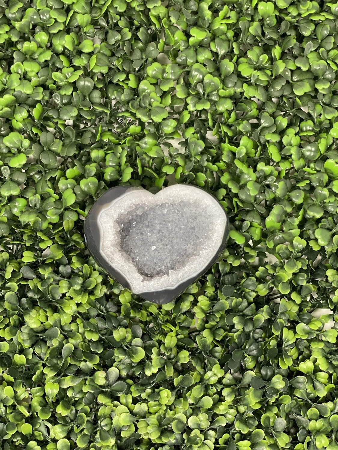 Druzy Agate Geode Heart 4x3.5&quot;