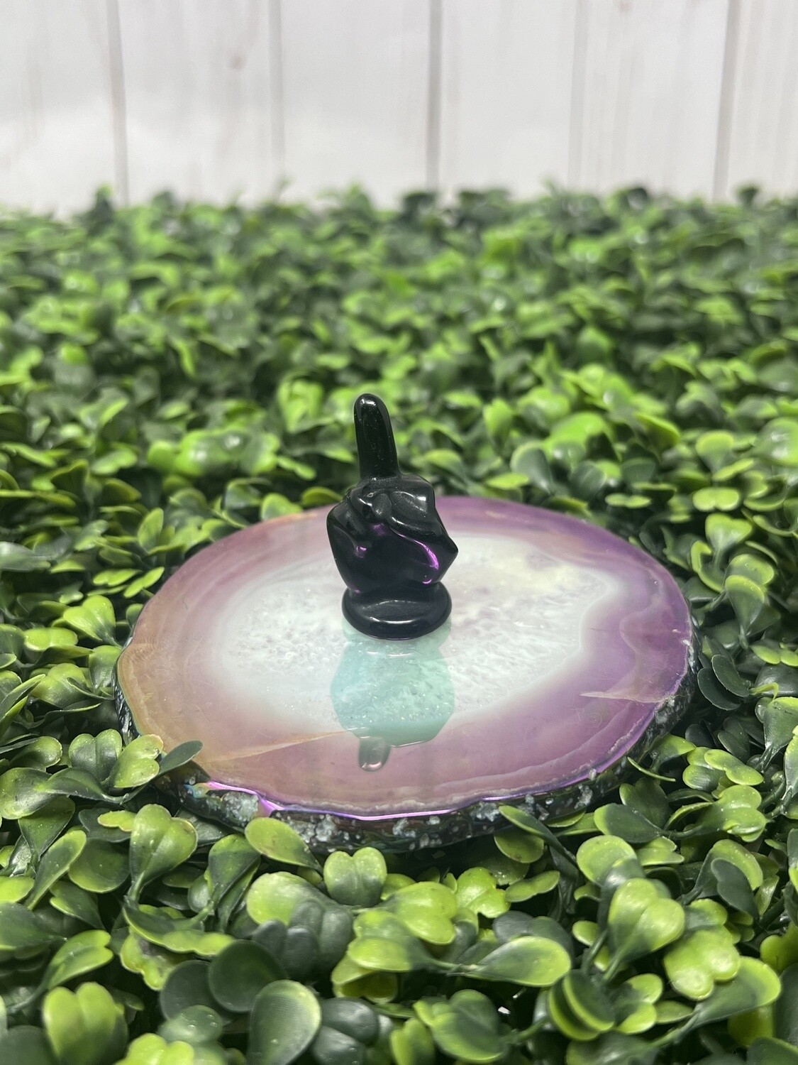 Crystal Middle Finger Mini 1.25, Crystal: Black Obsidian