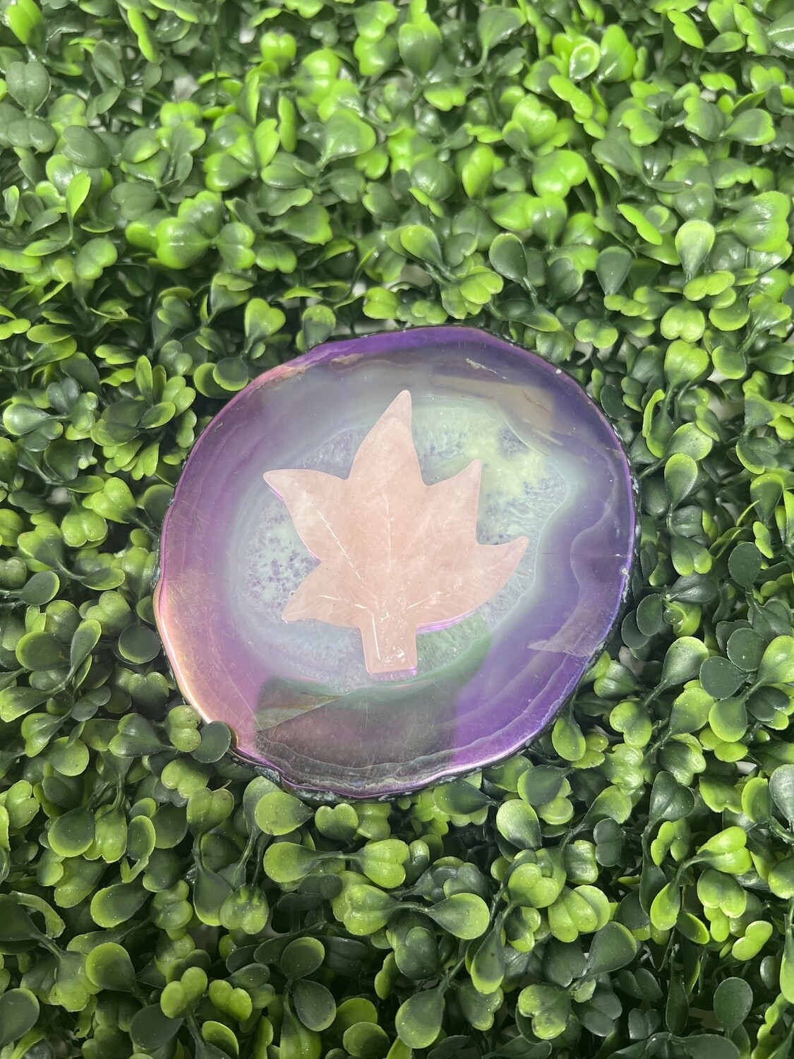 Crystal MJ Leaf 2.25&quot; - Rose Quartz