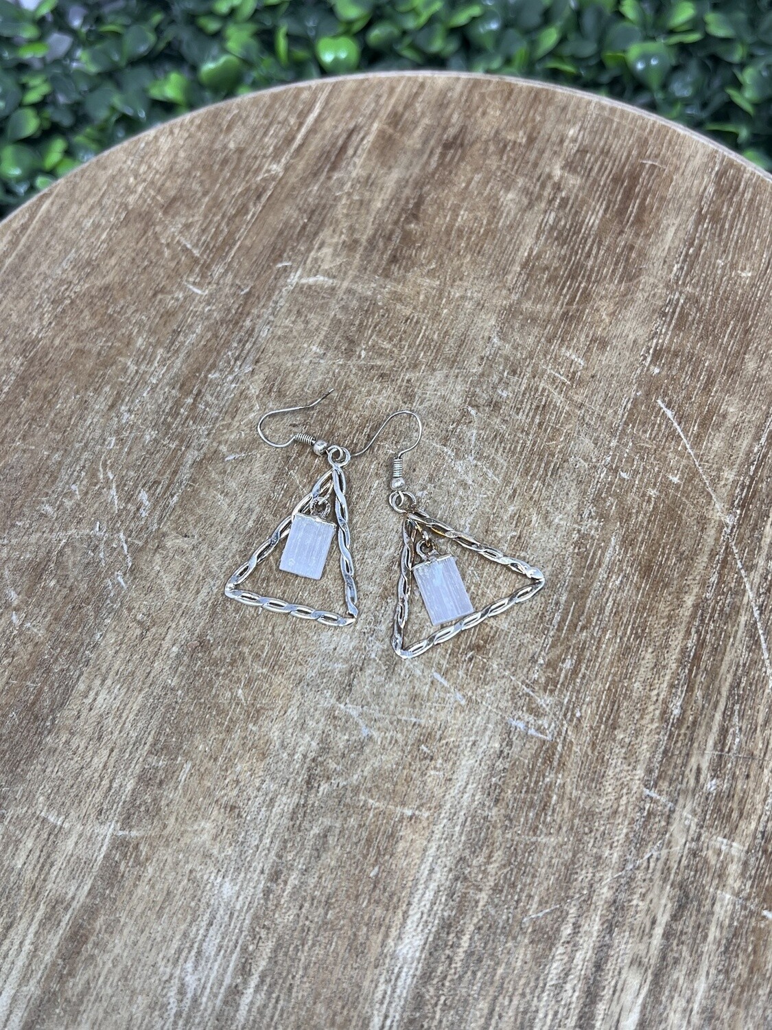 Triangle Crystal Earring, Crystal: Selenite