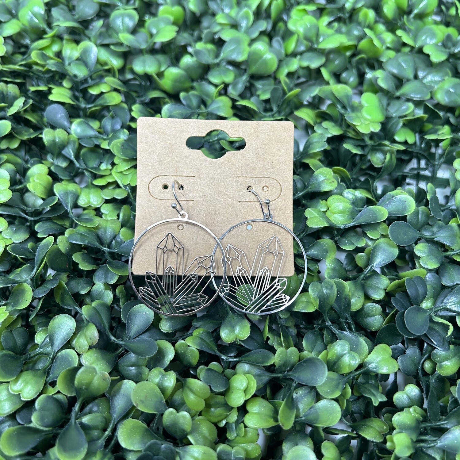 Grid Earrings, Type: Crystal Hoop- Silver, Colour: Silver