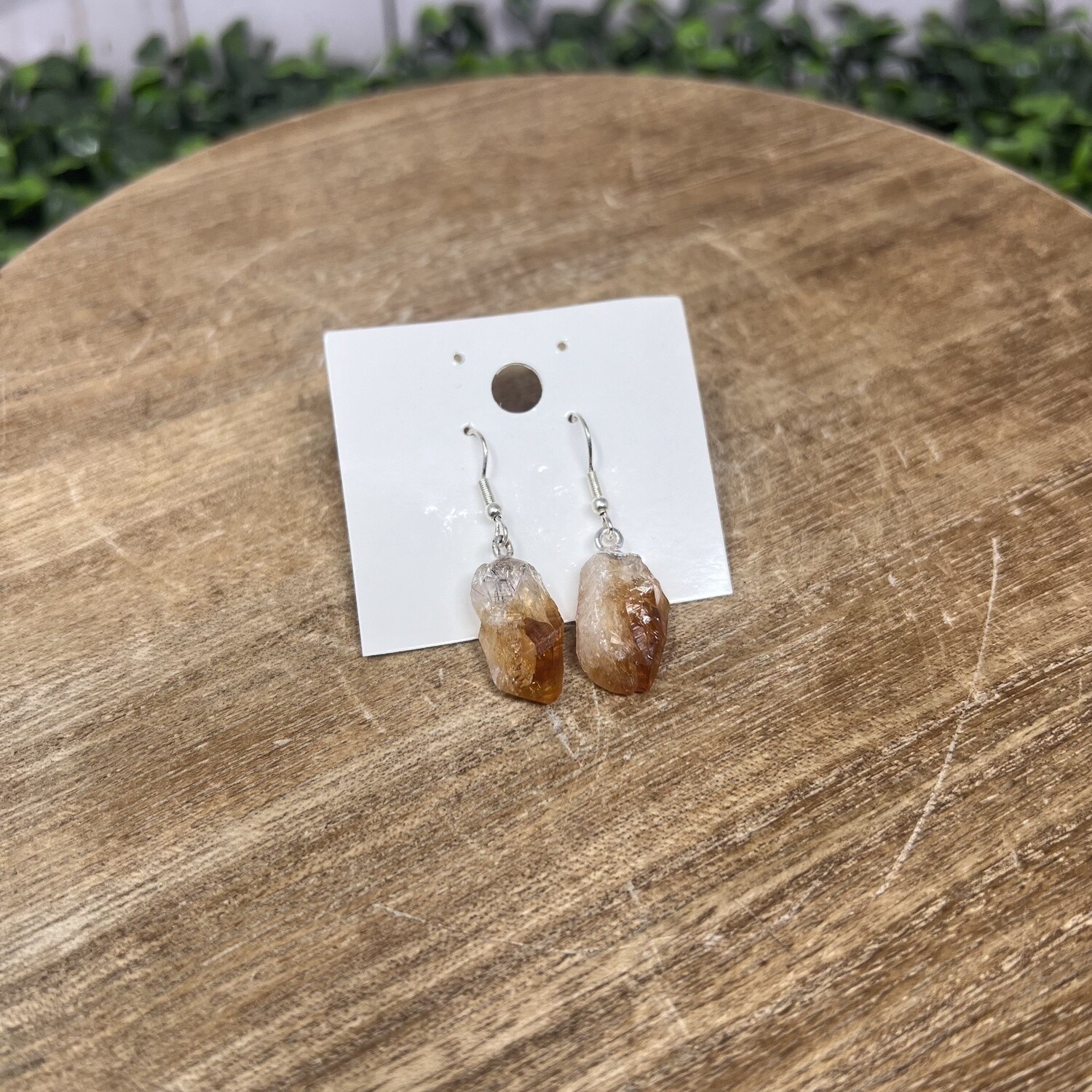 Citrine Drop Point Earrings, Type: Silver