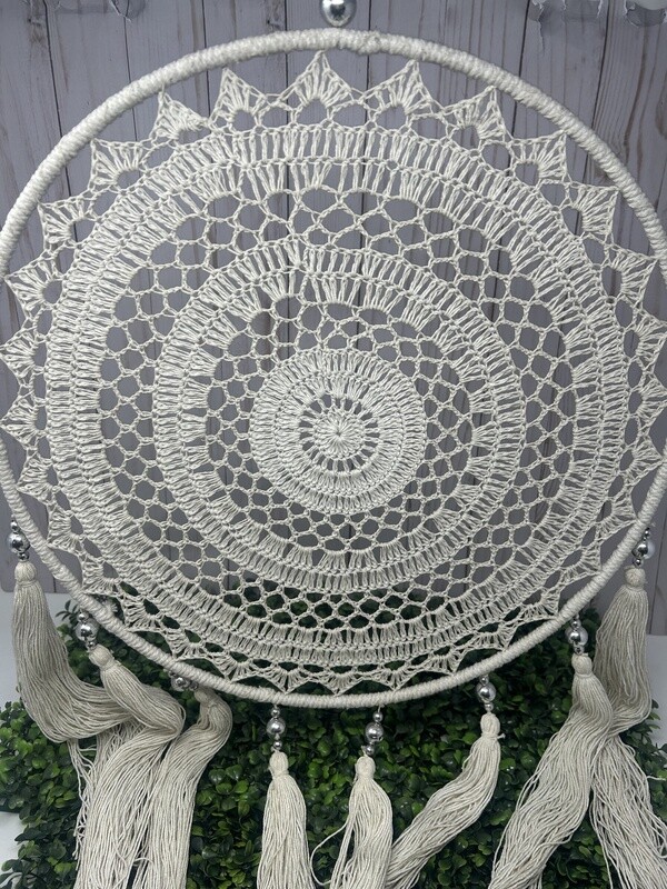 White Crochet Mandala Dreamcatcher