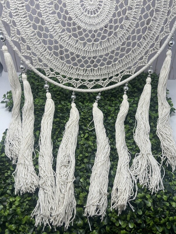White Crochet Mandala Dreamcatcher