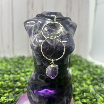 Double Hoop Braided Crystal Pendant