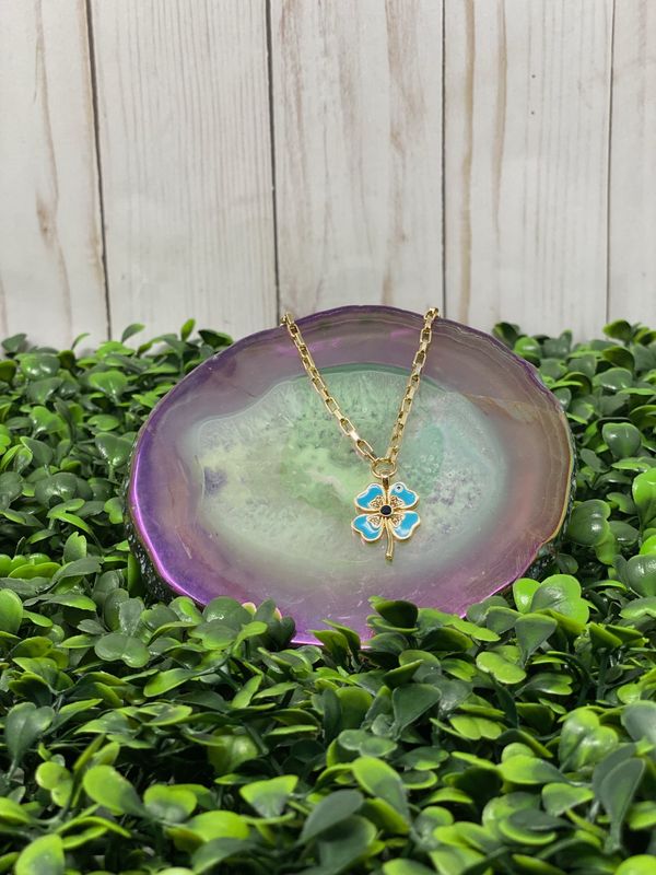 Evil Eye 4 Leaf Clover Necklace