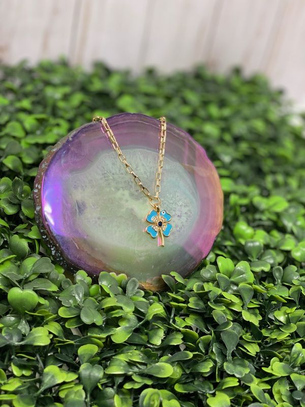 Evil Eye 4 Leaf Clover Necklace