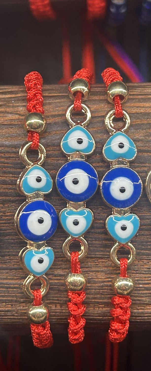 Evil Eye Triple Heart Braided Bracelet