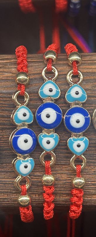 Evil Eye Triple Heart Braided Bracelet