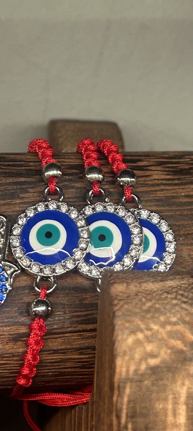 Evil Eye Circle Rhinestone Border Bracelet