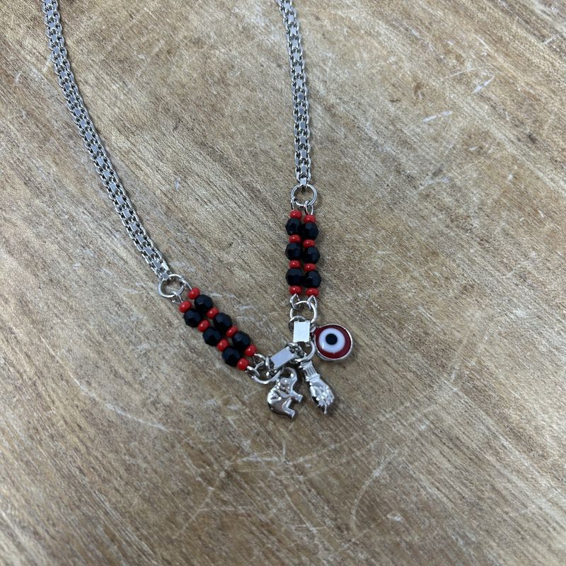 Azabache Charm Thick Chain Necklace
