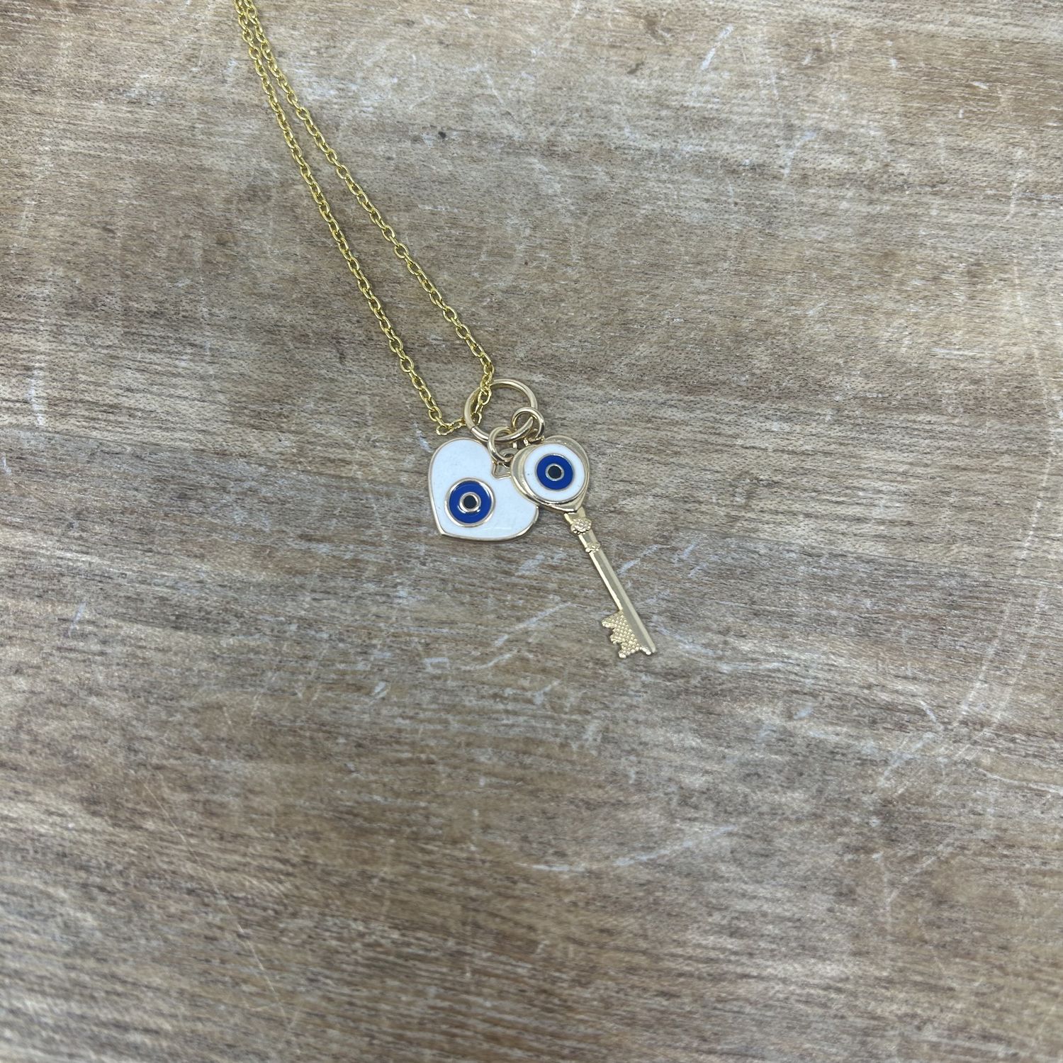 Evil Eye Heart Key Necklace