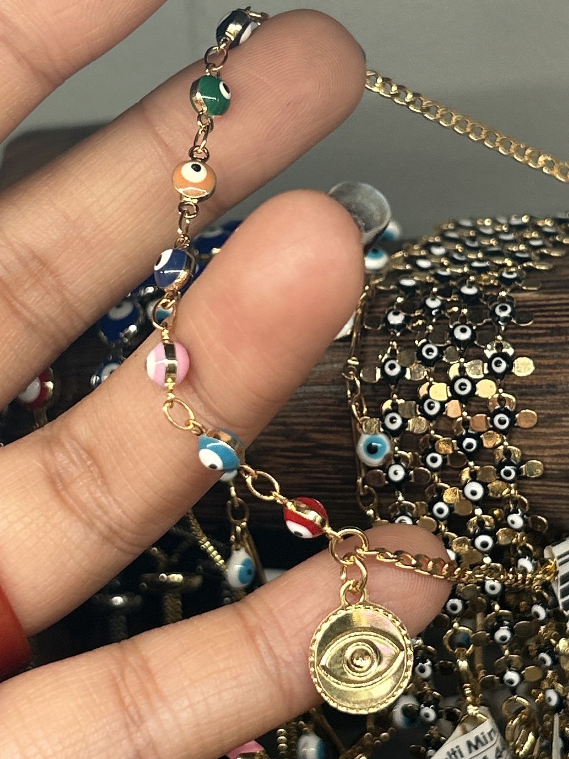 E.E. Multi Color Curb Chain Anklet