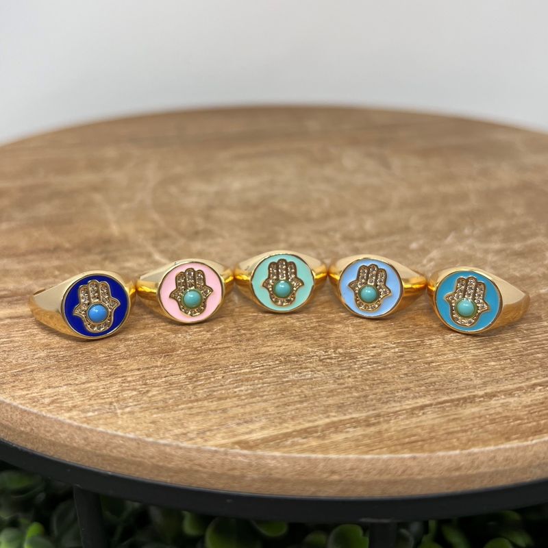 Evil Eye Hamsa Class Ring